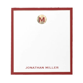 Red Brushed Gold Monogram Notepad Notizblock