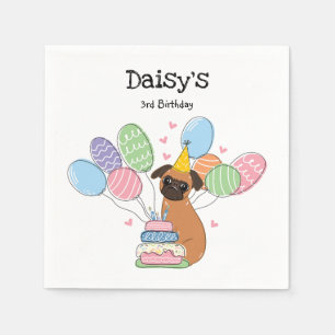 Red Brussels Griffon Birthday Paper Serviette
