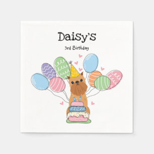 Red Brussels Griffon Birthday Paper Serviette