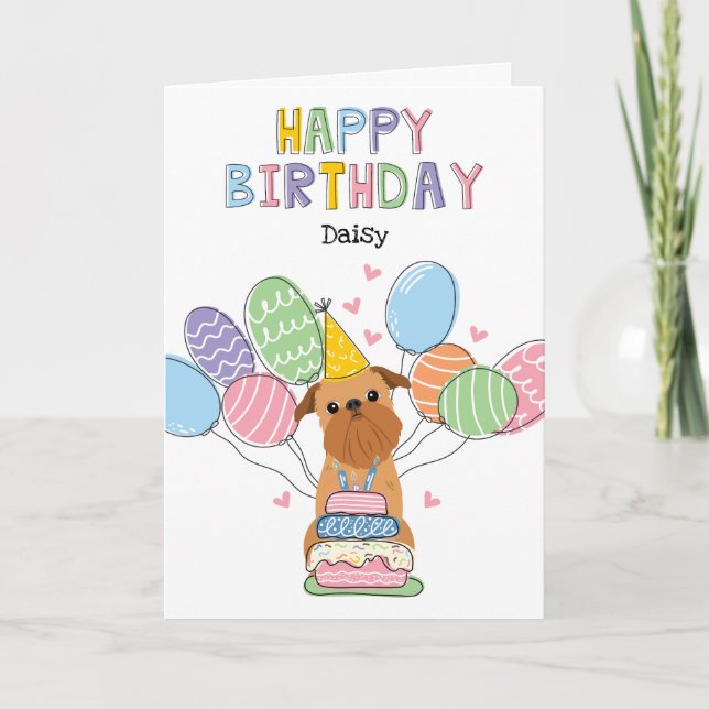 Red Brussels Griffon Dog Birthday Card Karte (Vorderseite)