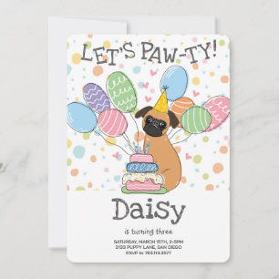 Red Brussels Griffon Dog Birthday Party Einladung