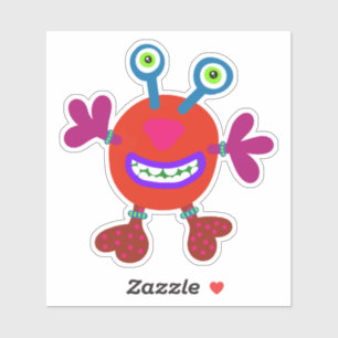 Red Bubby Mit Augen Whimsical Monster 4 x 4 Aufkleber