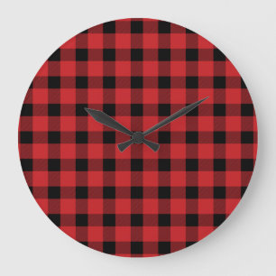 Red Buffalo Country Lumberjack Kariert Große Wanduhr