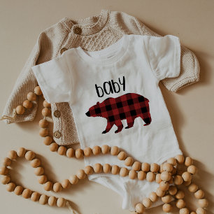 Red Buffalo Kariert Baby Bear Holiday Baby Strampler