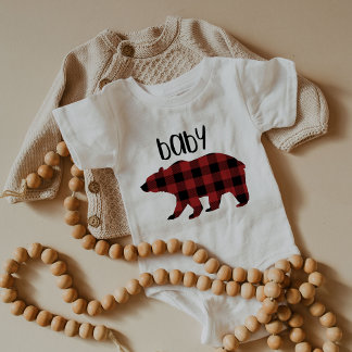 Red Buffalo Kariert Baby Bear Holiday Strampler