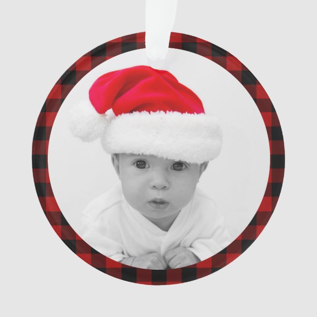 Red Buffalo Kariert - Baby's Foto - Großeltern Ornament (Vorderseite)