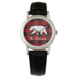 Red Buffalo Kariert & Bear | Geschenk für persönli Armbanduhr