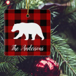 Red Buffalo Kariert & Bear | Geschenk für persönli Keramikornament<br><div class="desc">Red Buffalo Kariert & Bear | Geschenk für persönliche Namen</div>