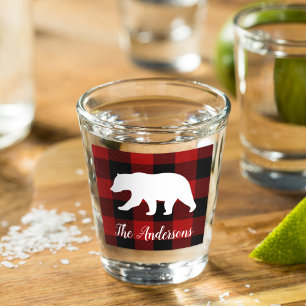 Red Buffalo Kariert & Bear Geschenk für persönli Schnapsglas