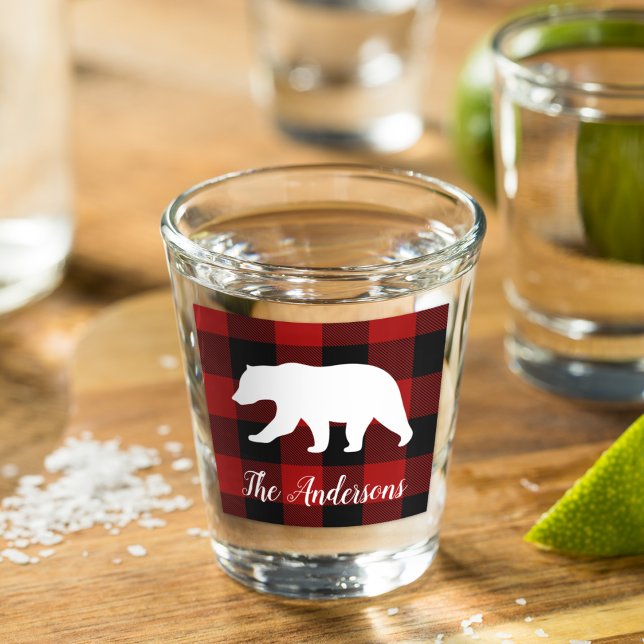 Red Buffalo Kariert & Bear | Geschenk für persönli Schnapsglas (Von Creator hochgeladen)