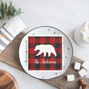 Red Buffalo Kariert & Bear Geschenk für persönli Serviette