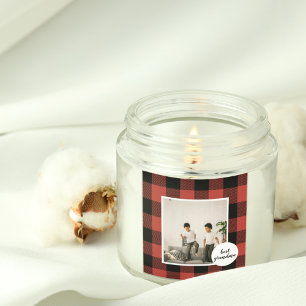 Red Buffalo Kariert Bestes Grandma-Geschenk mit Fo Quadratischer Aufkleber