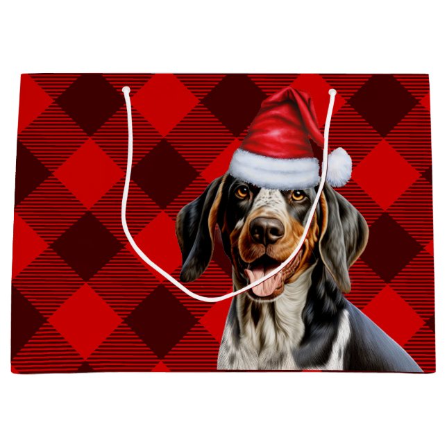 Red Buffalo Kariert Bluetick Coonhound Dog Holiday Große Geschenktüte (Vorderseite)