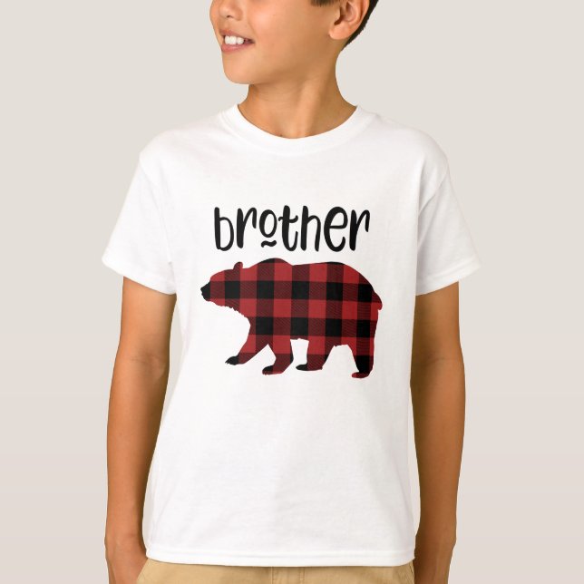 Red Buffalo Kariert Brother Bear Holiday T-Shirt (Vorderseite)
