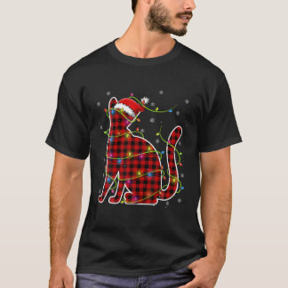 Red Buffalo Kariert Cat Santa Christmas Pajama Mat T-Shirt