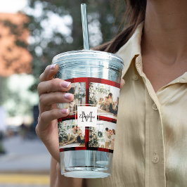 Red Buffalo Kariert & Collage Foto mit anfängliche Acryltrinkbecher