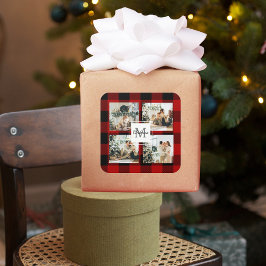 Red Buffalo Kariert & Collage Foto mit anfängliche Quadratischer Aufkleber