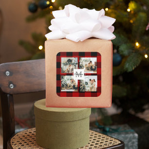 Red Buffalo Kariert & Collage Foto mit anfängliche Quadratischer Aufkleber