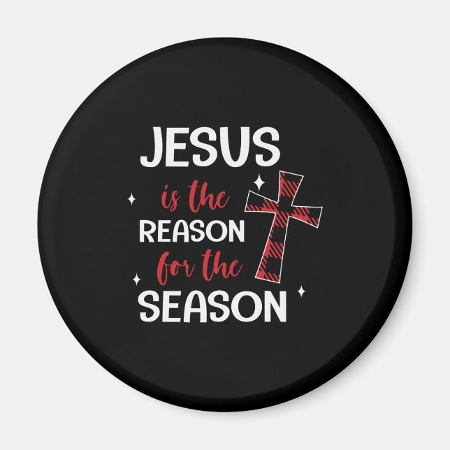 Red Buffalo Kariert Cross Weihnachtsdesign Magnet (Vorne)