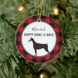 Red Buffalo Kariert Custom Doberman Dog Ornament