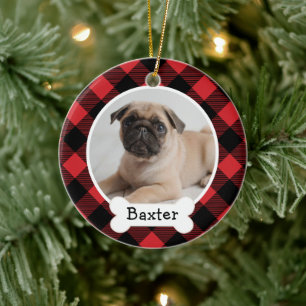 Red Buffalo Kariert Custom Pet Puppy Dodge Foto Keramikornament