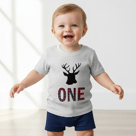 Red Buffalo Kariert Deer 1. Lumberjack Geburtstag Baby T-shirt