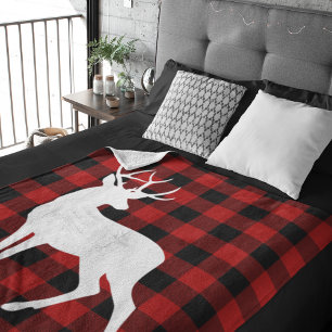 Red Buffalo Kariert & Deer   Geschenk für persönli Fleecedecke