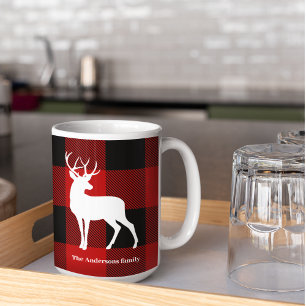 Red Buffalo Kariert & Deer   Geschenk für persönli Kaffeetasse