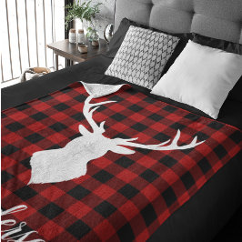Red Buffalo Kariert & Deer | Geschenk für persönli Sherpadecke