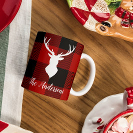 Red Buffalo Kariert & Deer | Geschenk für persönli Tasse
