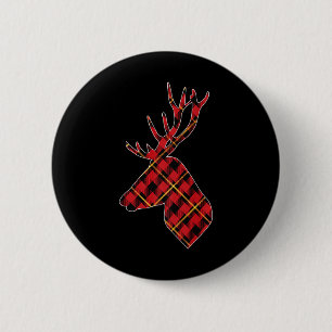 Red Buffalo Kariert Deer Reindeer Head Christmas H Button