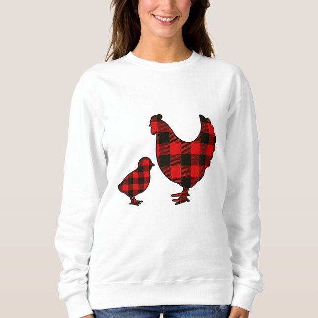 Red Buffalo Kariert Farm Chickens Sweatshirt (Vorderseite)