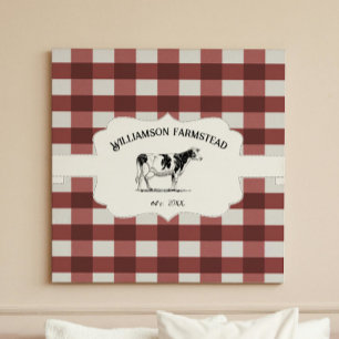 Red Buffalo Kariert Farm Cow Canvas Print Leinwanddruck