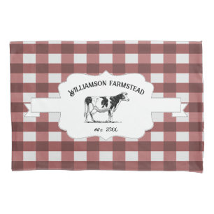 Red Buffalo Kariert Farm Cow Kissen Case Kissenbezug