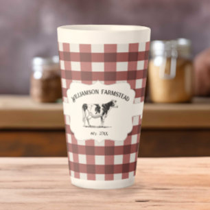 Red Buffalo Kariert Farm Cow Latte Tasse