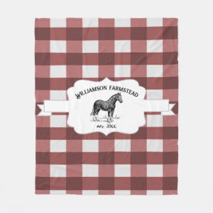 Red Buffalo Kariert Farm Horse Fleece Blanket