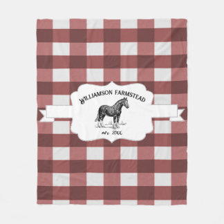 Red Buffalo Kariert Farm Horse Fleece Blanket