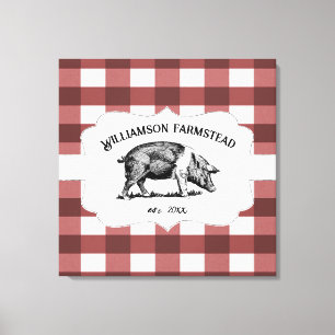 Red Buffalo Kariert Farm Pig Canvas Print Leinwanddruck