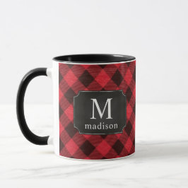Red Buffalo Kariert Flannel Mit Monogramm Name Tasse