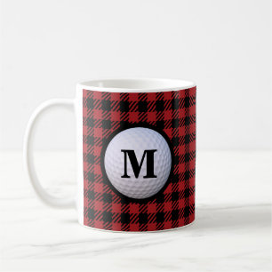Red Buffalo Kariert Golf Ball Monogram Kaffeetasse
