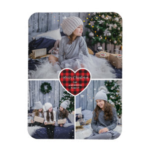 Red Buffalo Kariert Heart Snow Foto Frohe Weihnach Magnet