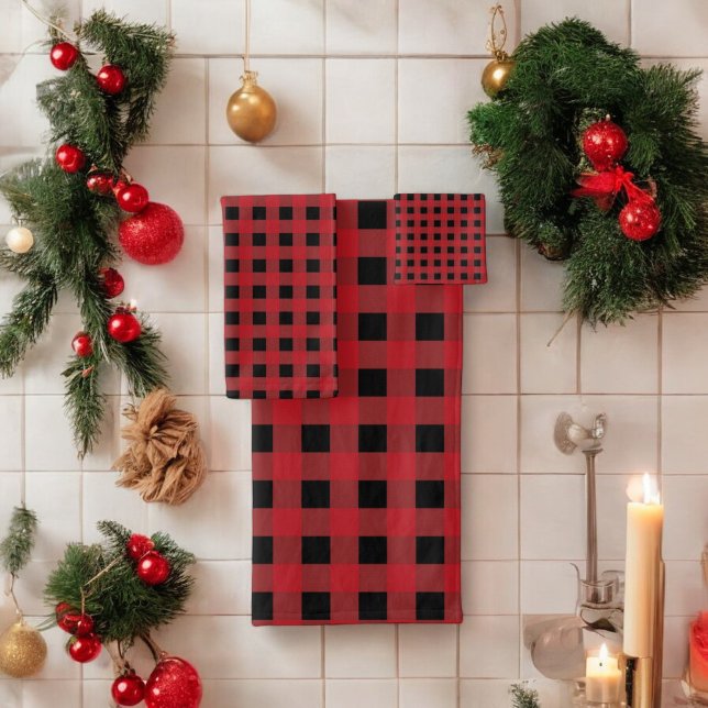 Red Buffalo Kariert Holiday Bath Handtuch Badhandtuch Set (Von Creator hochgeladen)