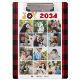 Red Buffalo Kariert Hund Lover Custom Foto Collage Klemmbrett