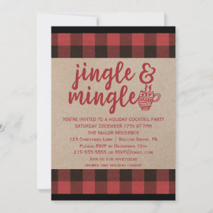Red Buffalo Kariert Jingle und Mingle Cocktail Par Einladung
