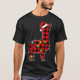 Red Buffalo Kariert Llama Weihnachtsbaum Lichter P T-Shirt