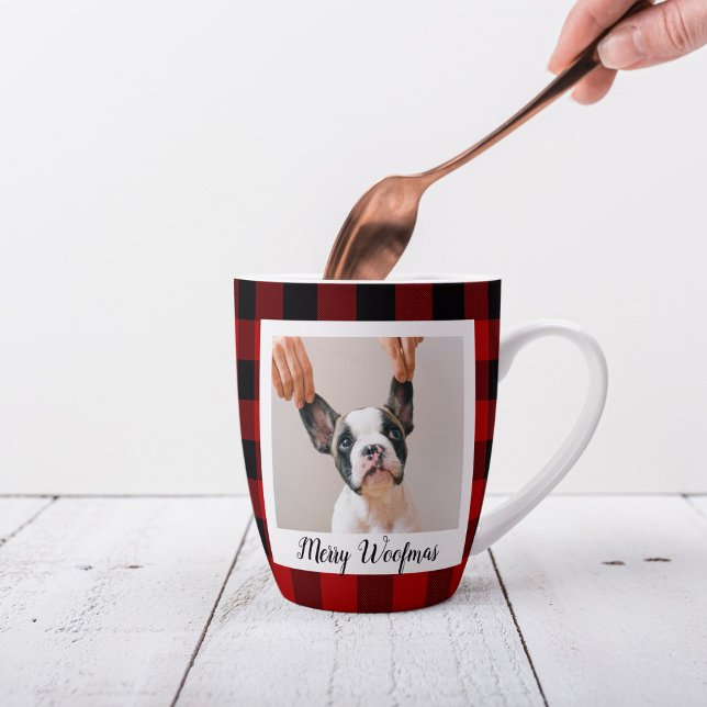 Red Buffalo Kariert & Merry Woofmas mit Hund-Foto Milchtasse (Von Creator hochgeladen)