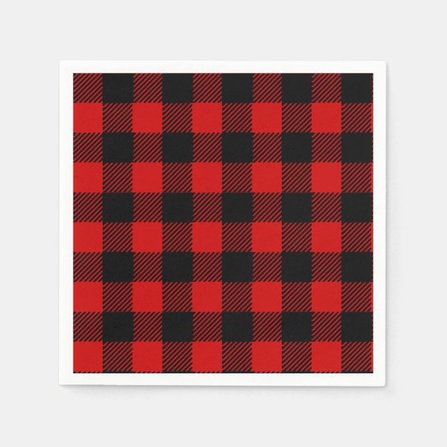 Red Buffalo Kariert Paper Napkins Serviette (Vorderseite)