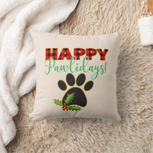 Red Buffalo Kariert Paw Print Christmas Kissen