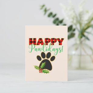 Red Buffalo Kariert Paw Print Christmas Postkarte