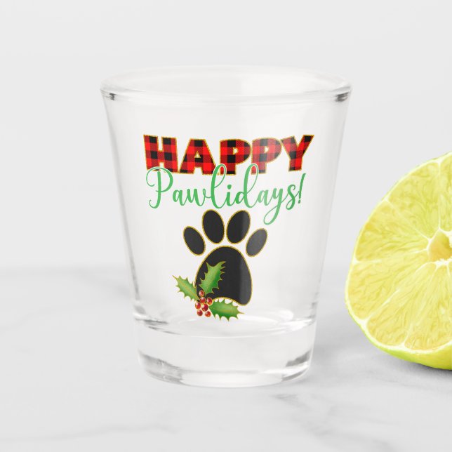 Red Buffalo Kariert Paw Print Christmas Schnapsglas (Vorderseite)